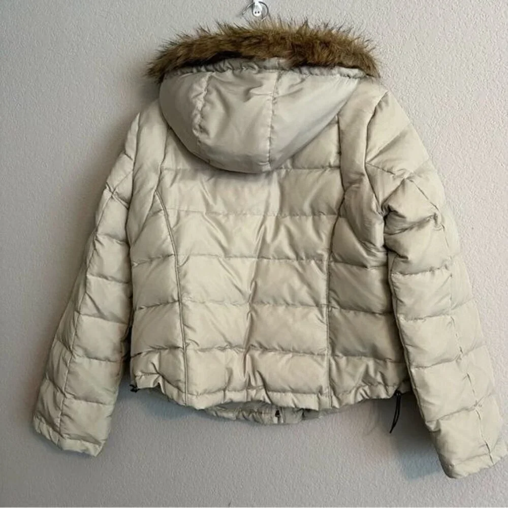 Calvin Klein faux fur tan hooded puffer jacket women's size large